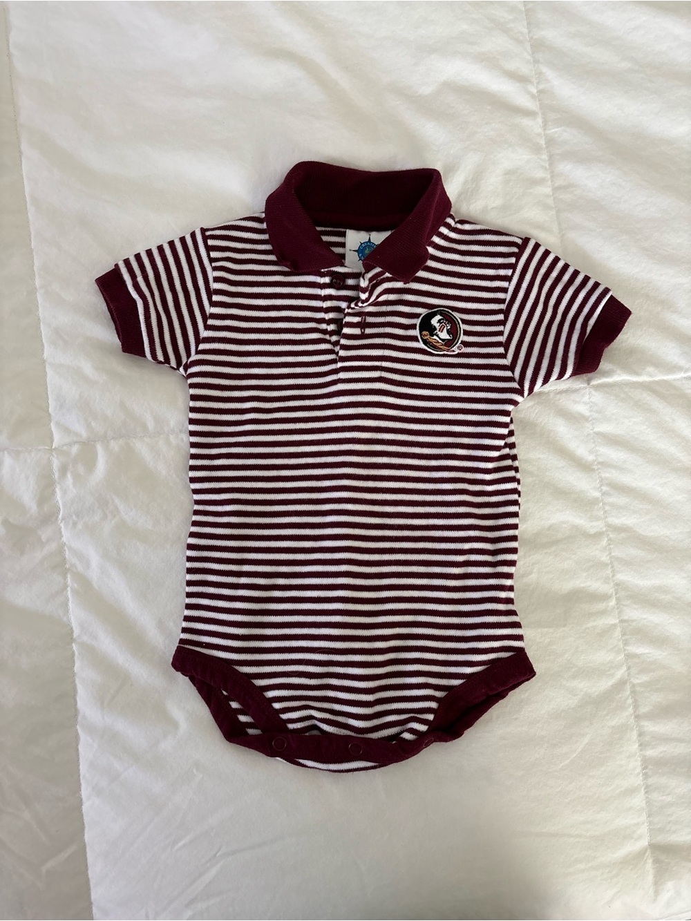 FSU Seminoles Striped Maroon & White Polo Baby Bodysuit